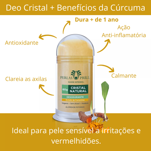 Desodorante Cristal Natural Extrato de Curcumina (60g)