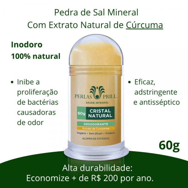 Desodorante Cristal Natural Extrato de Curcumina (60g)
