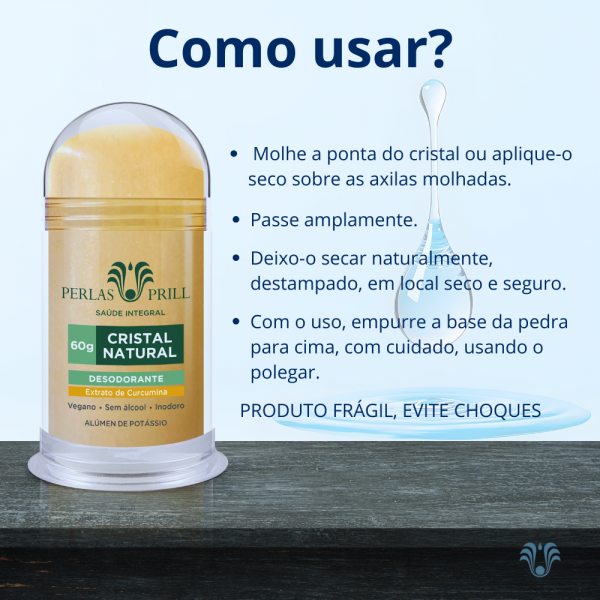Desodorante Cristal Natural Extrato de Curcumina (60g)