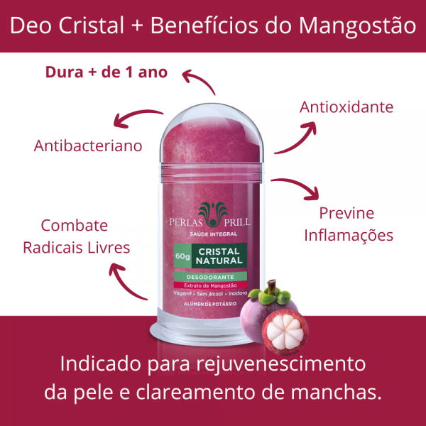Desodorante Cristal Natural Extrato de Mangostão (60g)