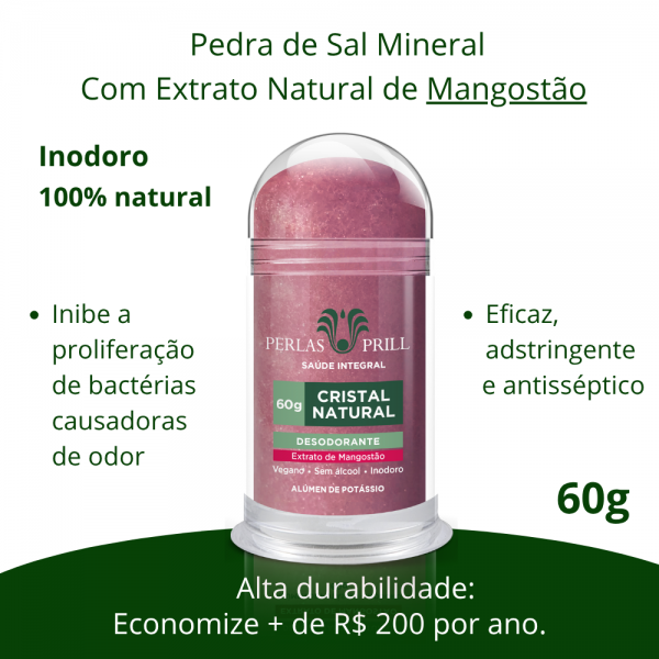 Desodorante Cristal Natural Extrato de Mangostão (60g)